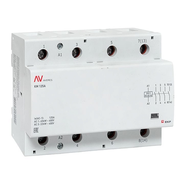 Контактор модульный КМ 100А 4NO 230В АС (6 мод.) AVERES