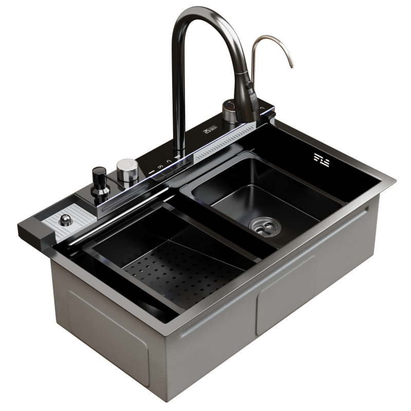 Мойка настол.монтаж MIXLINE PRO 75х46 (ч граф) сиф+доз+смес+кол+д/р+о/с (554164)