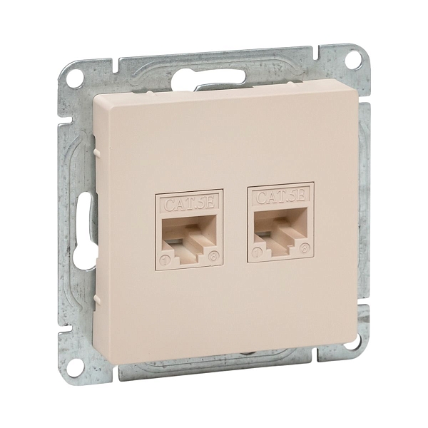 Механизм розетки RJ45 - 2шт, (cat5), кремовый Эпика