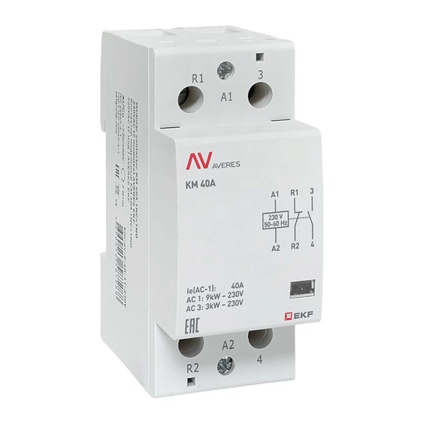 Контактор модульный КМ 40А 1NO+1NC 230В АС (2 мод.) AVERES