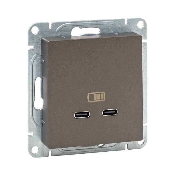 Механизм розетки USB-C - 2шт, мокко Эпика
