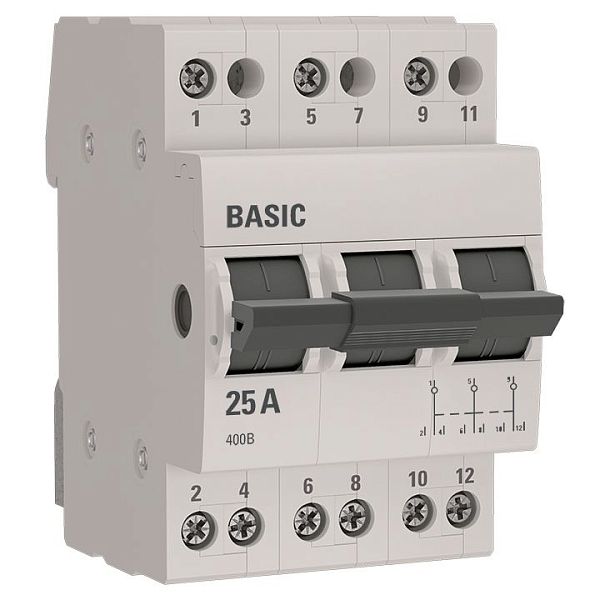 Трехпозиционный переключатель 3P 25А Basic tps-3-25