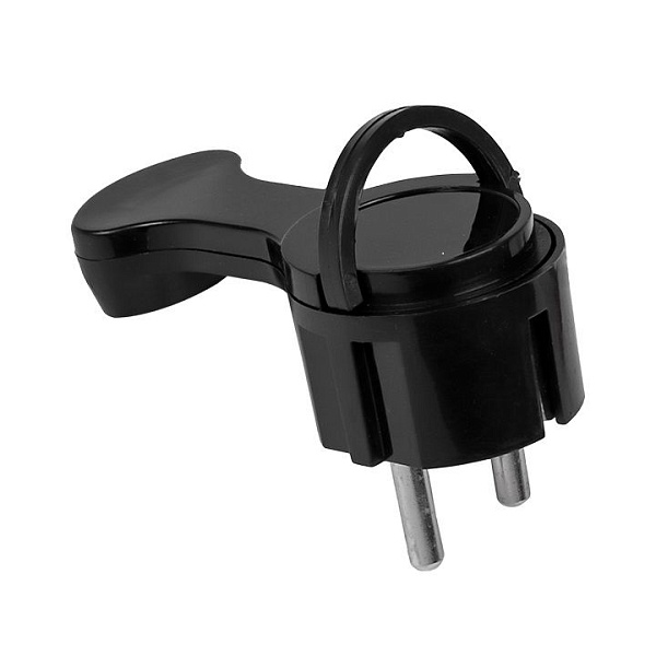 Вилка угловая плоская с/з черная Stealth PRO 16А 250В