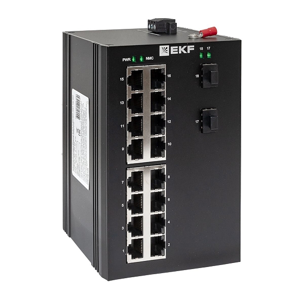 Промышленный неуправляемый коммутатор U-2GX/SFP-16GT, 2 порта 1000Base-X SFP, 16 портов 10/100/1000Base-T(X) RJ45, монтаж на динрейку TSX