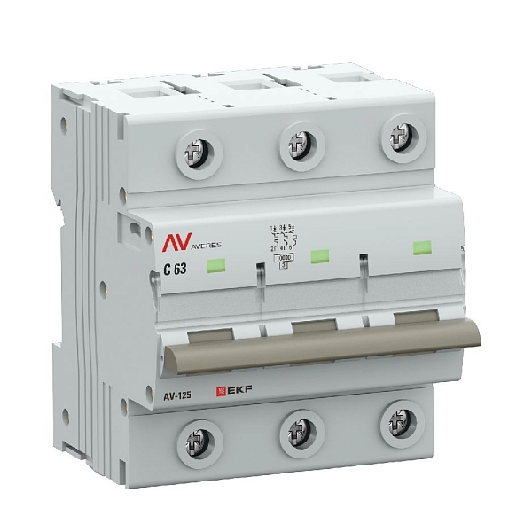 Выключатель автоматический AV-125 3P 63A (D) 10kA EKF AVERE…