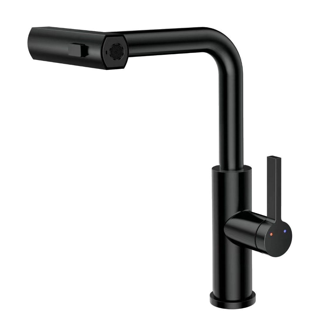 Смеситель для кухни с выдвижной лейкой RUSH Тинос (Tinos) (TI3732-18Black)