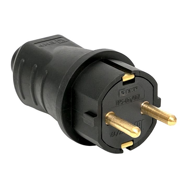Вилка прямая каучуковая 230В, 2P+PE, 16A, IP44 EKF Марс RPS…