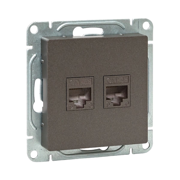 Механизм розетки RJ45 - 2шт, (cat5), мокко Эпика