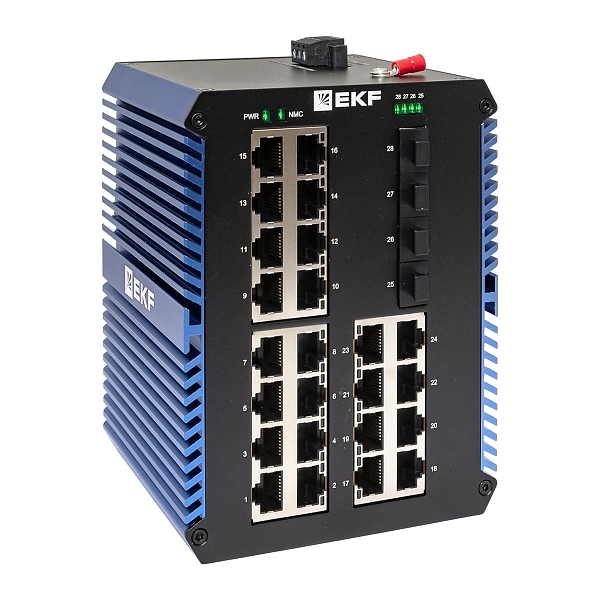 Промышленный неуправляемый коммутатор U-4GX/SFP-24GTP, 4 порта 1000Base-X SFP, 24 порта 10/100/1000Base-T(X) RJ45 c PoE, монтаж на динрейку TSX