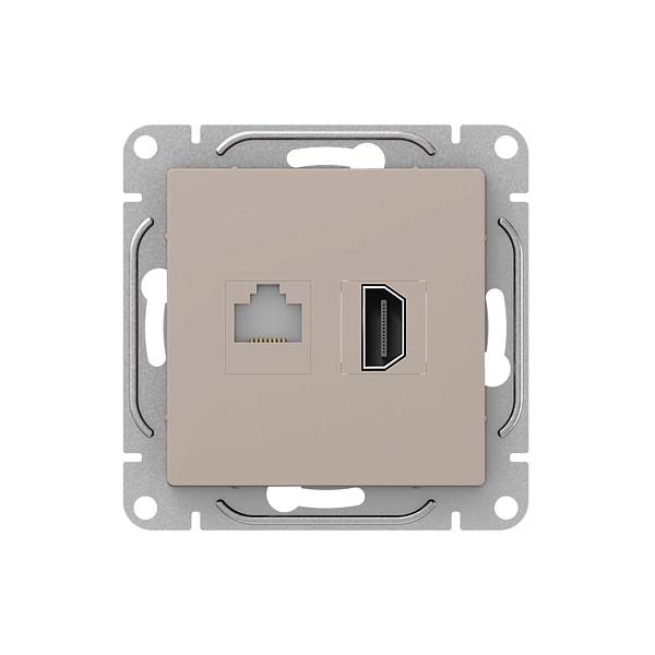 Механизм розетки HDMI+RJ45 (cat5), кремовый Эпика