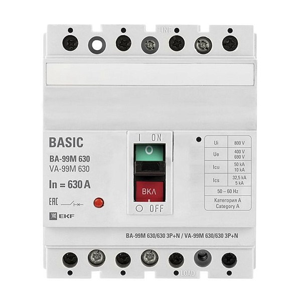 Выключатель автоматический ВА-99М 630/630А 3P+N 50кА EKF PR…