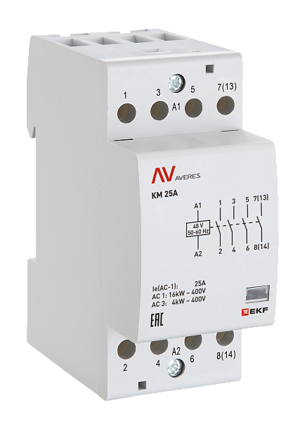 Контактор модульный КМ 40А 2NC 48В АС (2 мод.) AVERES