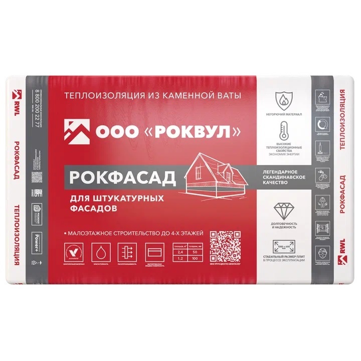 Базальтовая вата Rockwool (Роквул) Рокфасад 1000х600х50 мм,…