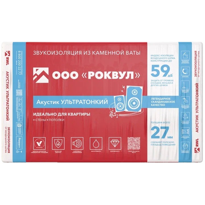 Базальтовая вата звукоизоляционная Rockwool (Роквул) Акусти…