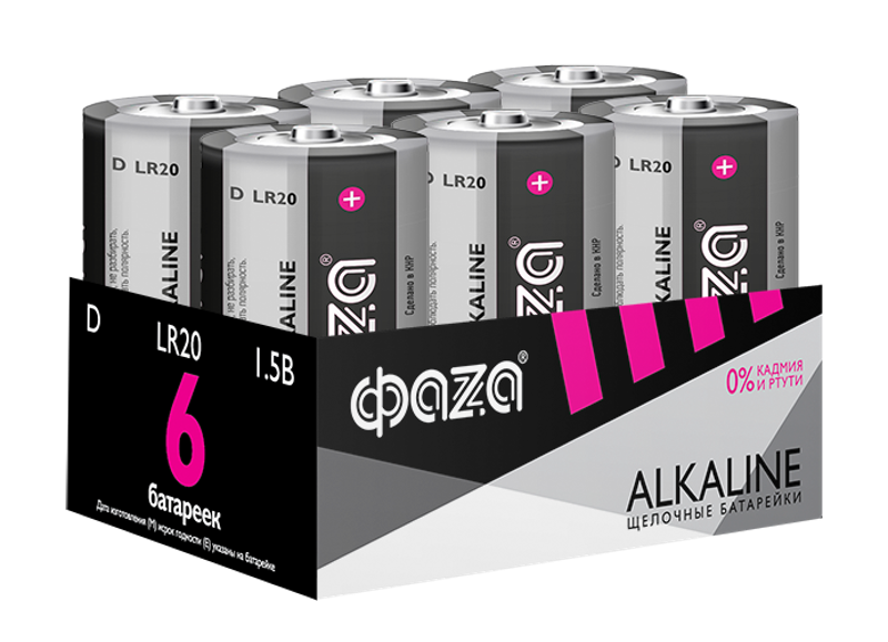 Батарейка LR20 ФАZА Alkaline Pack-6 арт.5030633