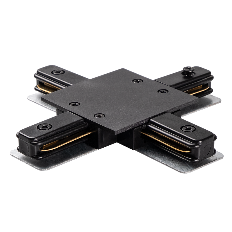 Коннектор для встраиваемого шинопровода чёрный X -образный PTR/R CX-BL