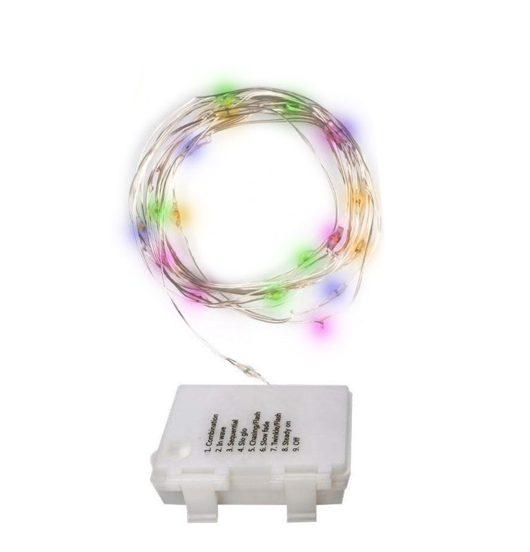 Гирлянда декоративная питание от ЭП  DC-G03-50M, 50 мульт. microLED, 5.1 м., 8 реж., 3xAA, IP44