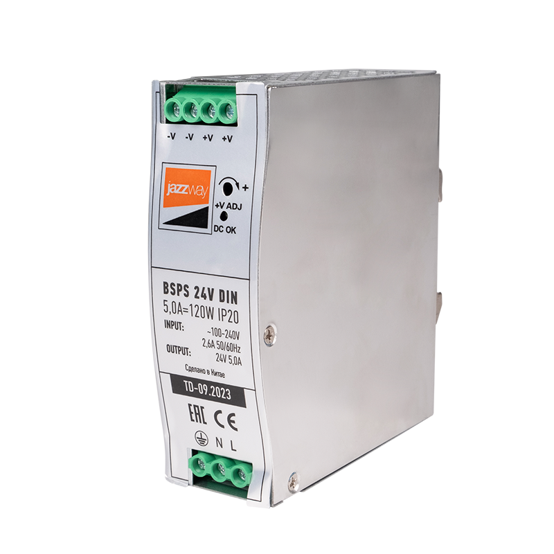 Драйвер для светодиодной ленты BSPS DIN 24V 5.0A=120w IP20 AL 3г.гар  на DIN-рейку