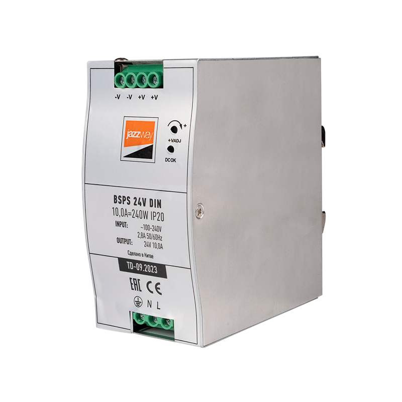 Драйвер для светодиодной ленты BSPS DIN 24V10.0A=240w IP20 AL 3г.гар  на DIN-рейку