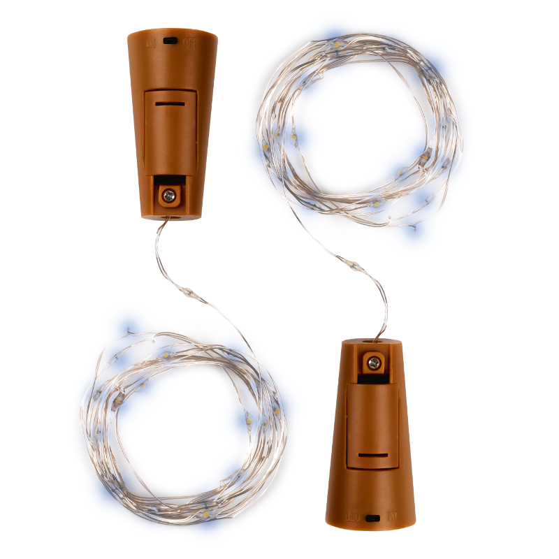 Комплект гирлянд DC-G04-20WS2, комплект 2 шт., Пробки, бел., 20 LED, 3xAG13