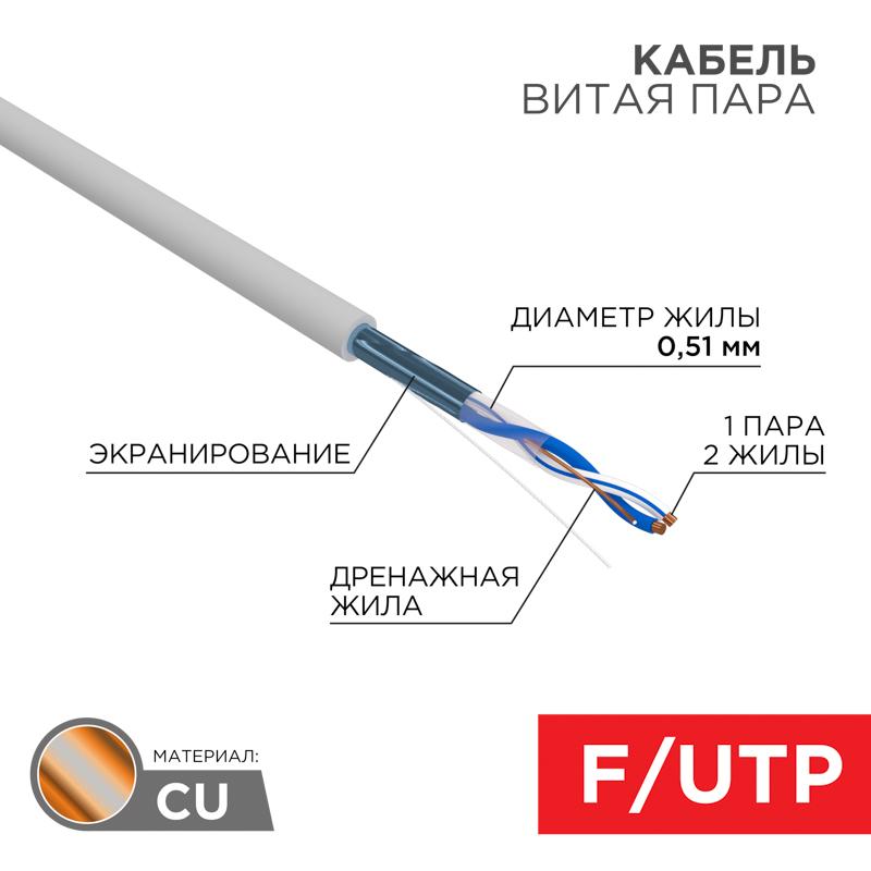 Кабель FTP  1PR  24AWG  CAT5e  305м