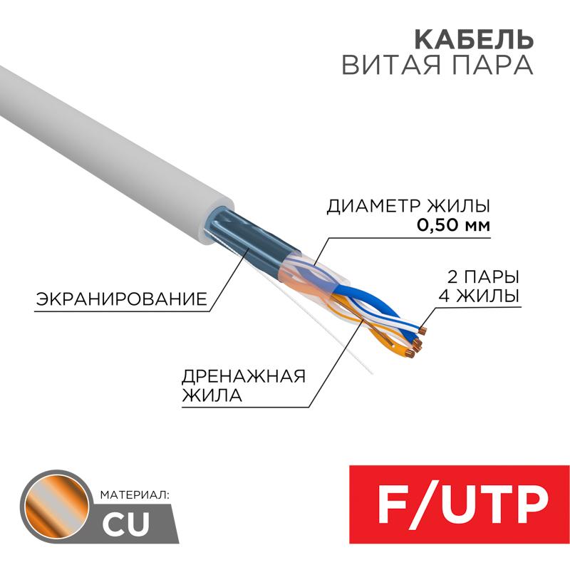 Кабель FTP  2PR  24AWG  CAT5e  305м