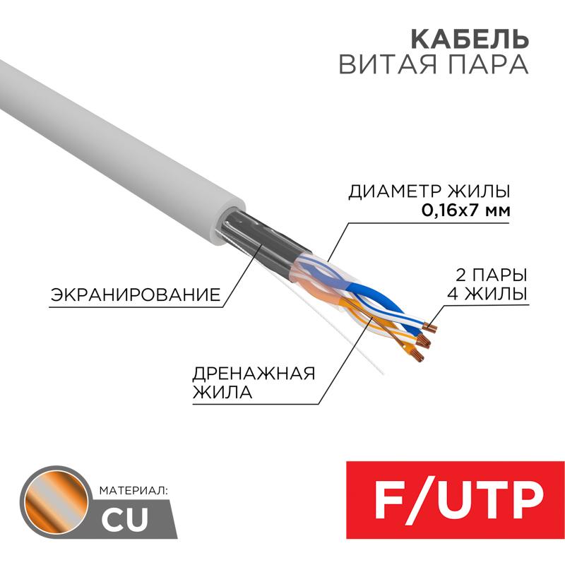Кабель FTP  2PR  24AWG  CAT5e  305м  STRANDED