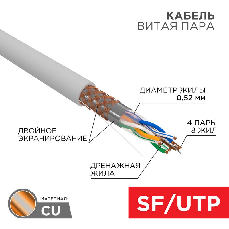 Кабель SFTP 4PR 24AWG, CAT5e (бухта 305 м)
