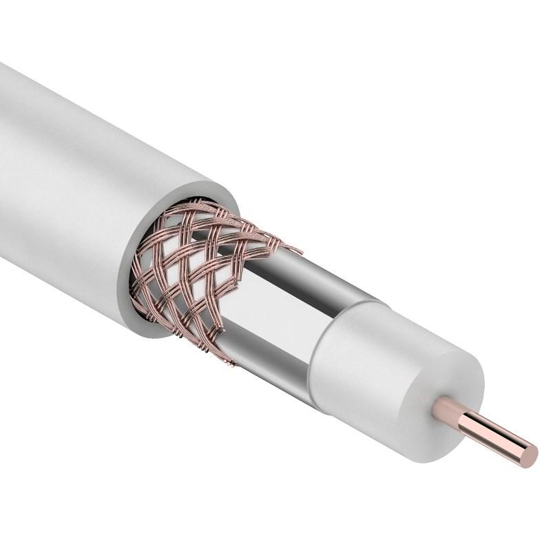 Кабель RG-6U+CU, (64%), 75 Ом, 100м., белый