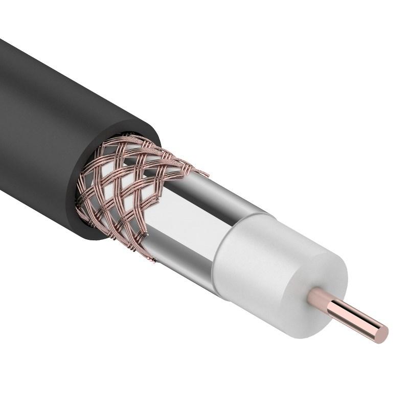 Кабель RG-6U+CU, (64%), 75 Ом, 100м., черный (OUTDOOR)
