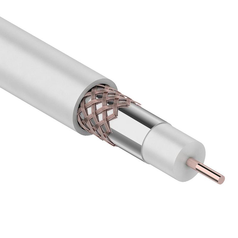 Кабель RG-6U+CU, (75%), 75 Ом, 100м., белый