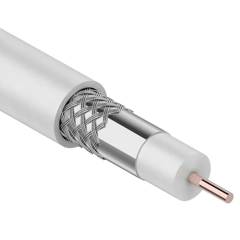Кабель коаксиальный LIGHT RG-6U, 75 Ом, CCS/Al/Al, 32%, бухта 100 м, белый