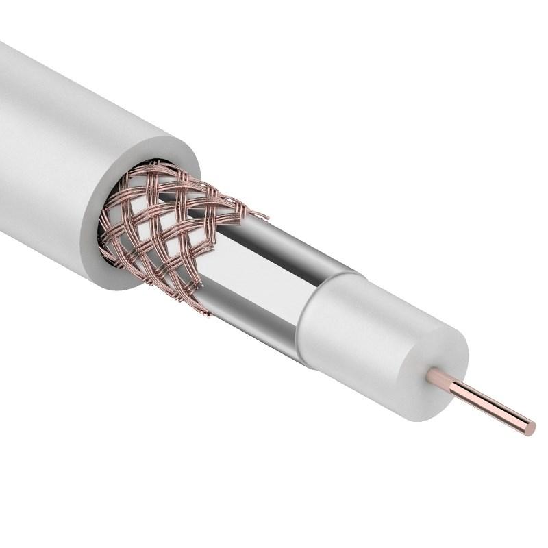 Кабель RG-59U+Cu, (64%), 75 Ом, 100м., белый
