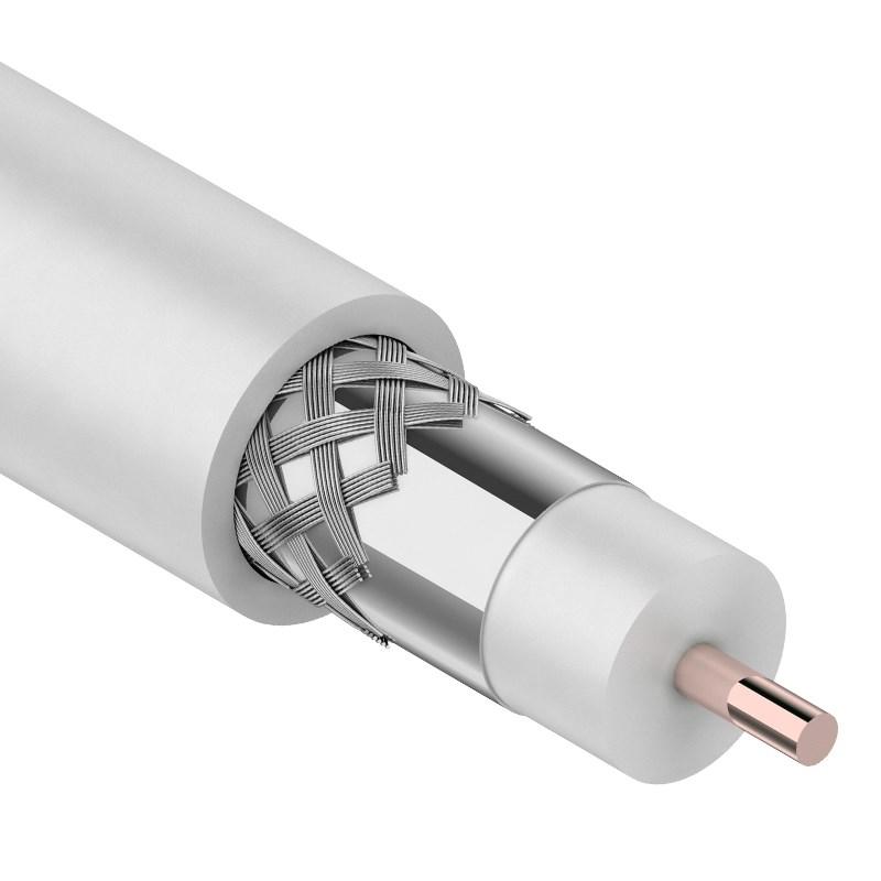 Кабель коаксиальный магистральный RG-11U, 75 Ом, CCS/Al/Al, 83%, бухта 305 м, белый