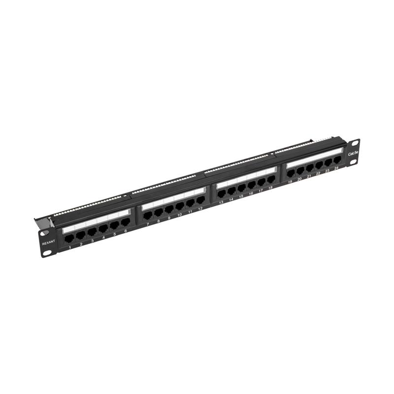 Панель коммутационная с кабельным органайзером 19", 1U, 24 порта, U/UTP, RJ-45, CAT 5e REXANT PRO
