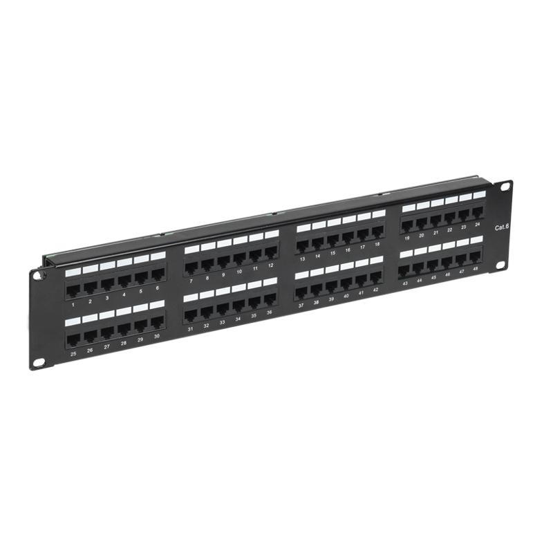 Панель коммутационная с кабельными органайзерами 19", 2U, 48 портов, UTP, RJ-45, CAT 6 REXANT PRO
