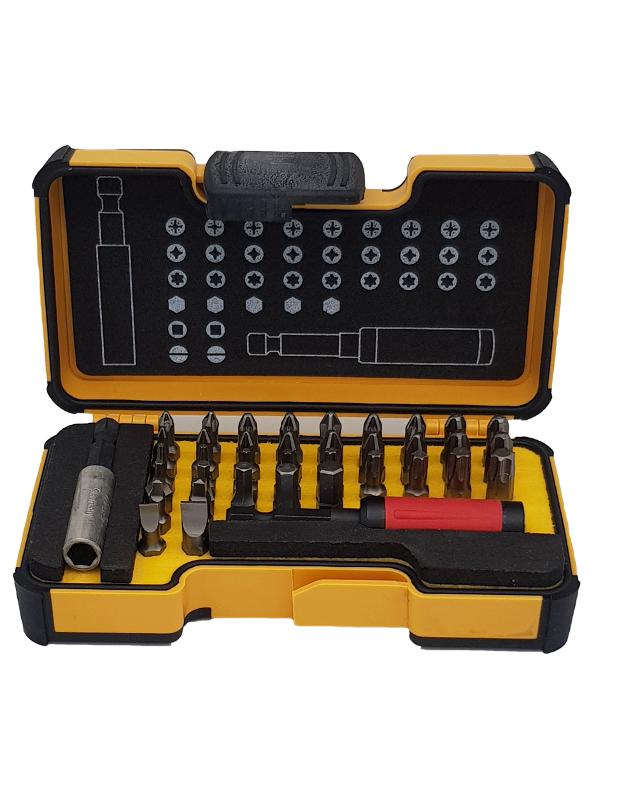 Набор бит SL/PZ/PH/HEX/Tx/SQ с рукояткой ERGONIC и битодержателем STAR в кейсе, 38 шт
