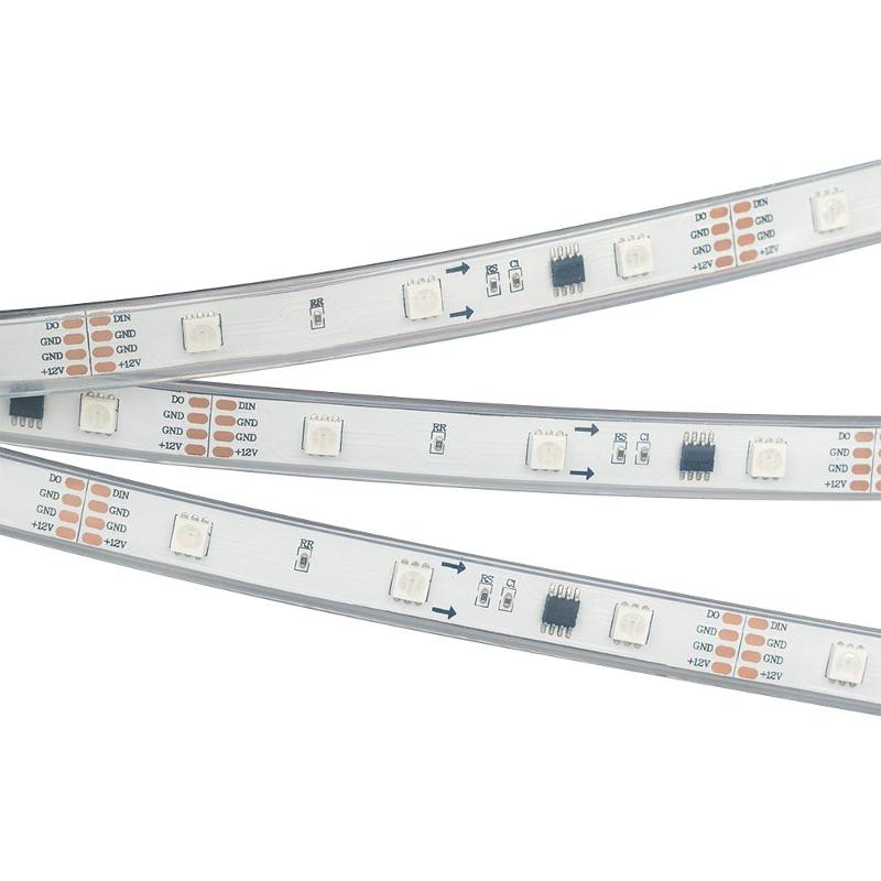 Светодиодная лента "Бегущие огни" IP66  SPI-5000P-AM 12V RGB (5060, 150 LED x3, 1804)