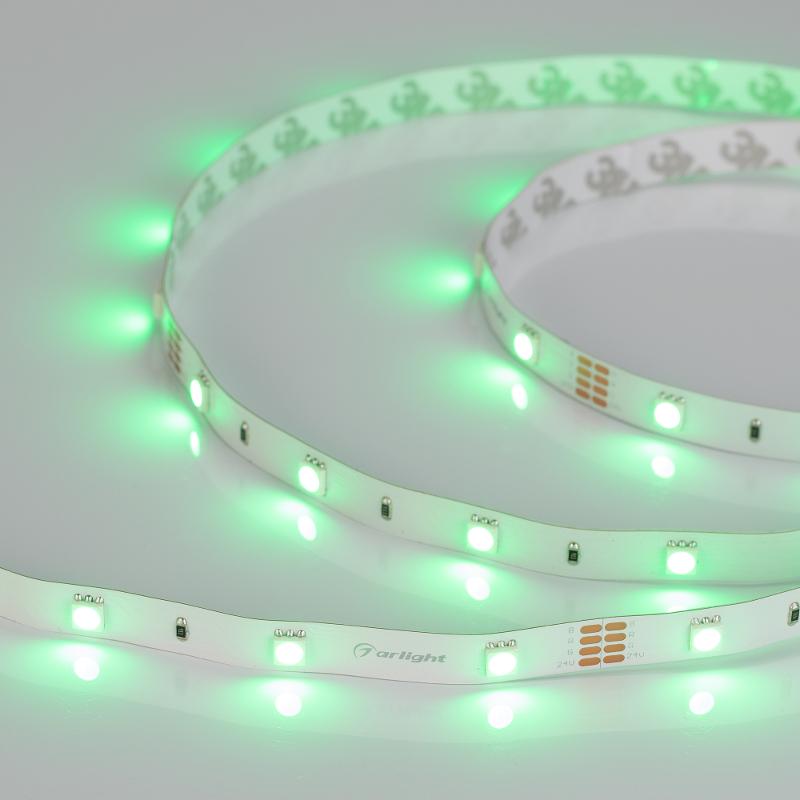 Лента светодиодная RT-B30-10mm 24V RGB (7.2 W/m, IP20, 5060, 5m) (arlight, Открытый)