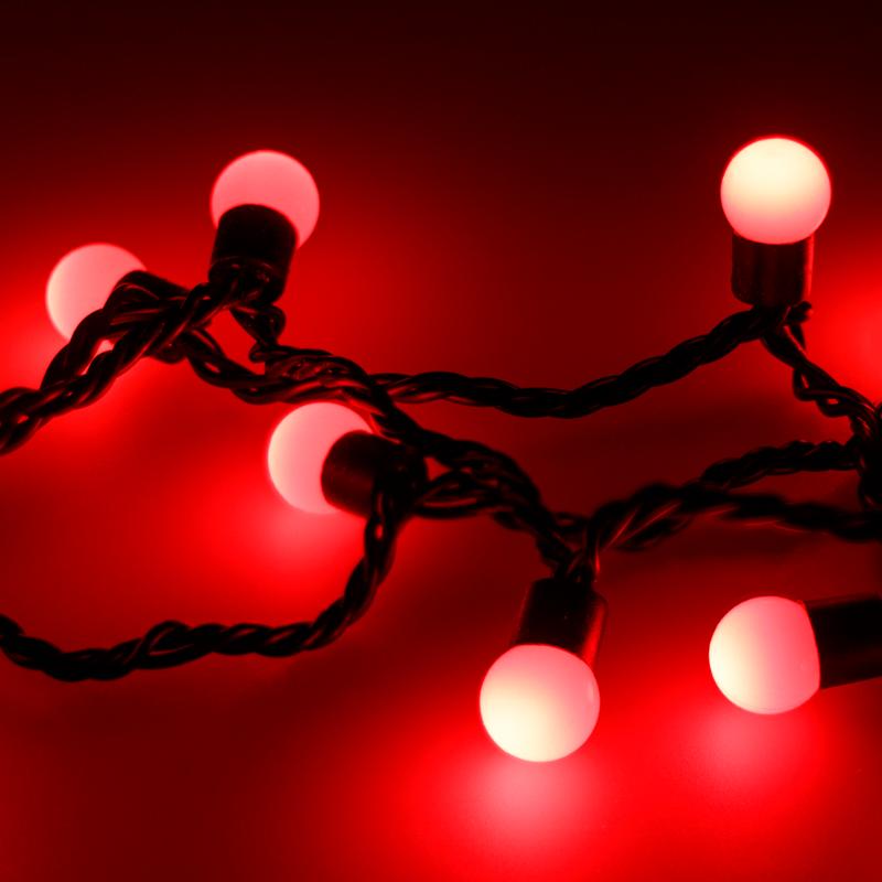 Светодиодная гирлянда ARD-BALL-CLASSIC-D17.5-10000-BLACK-100LED RED (230V, 7W)