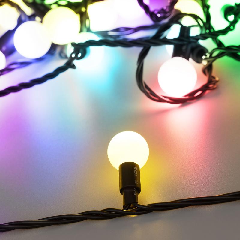 Светодиодная гирлянда ARD-BALL-CLASSIC-D23-10000-BLACK-80LED RGB (230V, 3.5W)