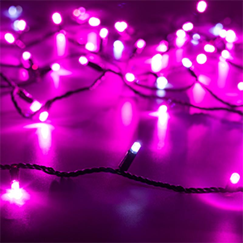 Светодиодная гирлянда ARD-STRING-CLASSIC-10000-BLACK-100LED-FLASH PINK (230V, 7W)
