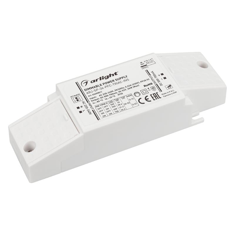Блок питания ARJ-SP-36-PFC-TRIAC-INS (36W, 30-52V, 0.5-0.7A)
