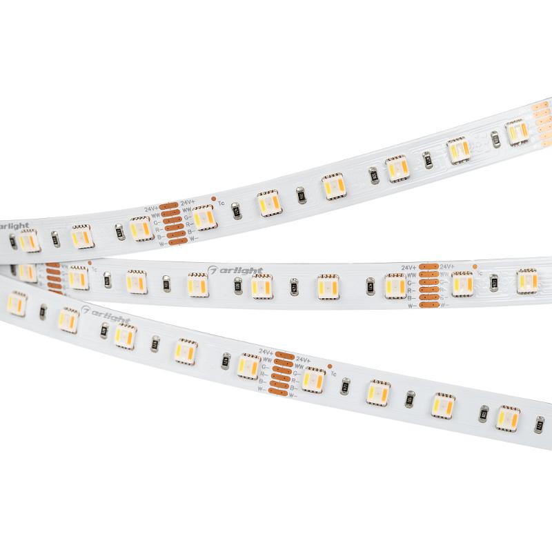 Лента светодиодная RT-B60-12mm 24V RGBW-MIX-5-in-1 (20 W/m, IP20, 5060, 5m) (arlight, Открытый)