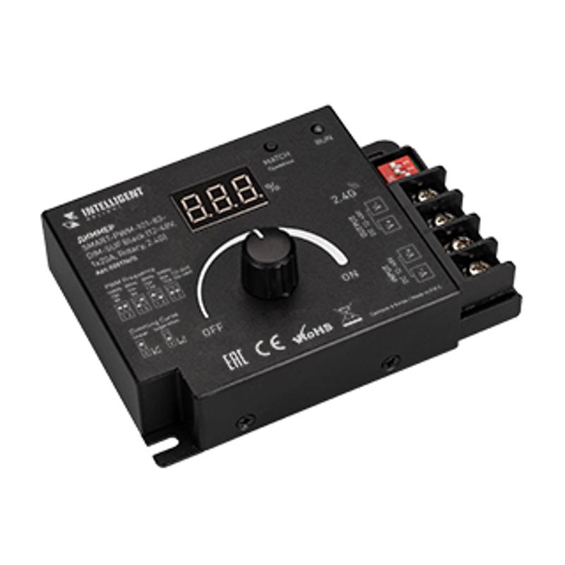 INTELLIGENT ARLIGHT Диммер SMART-PWM-101-83-DIM-SUF Black (12-48V, 1x20A, Rotary, 2.4G) (IARL, IP20 Металл, 5 лет)