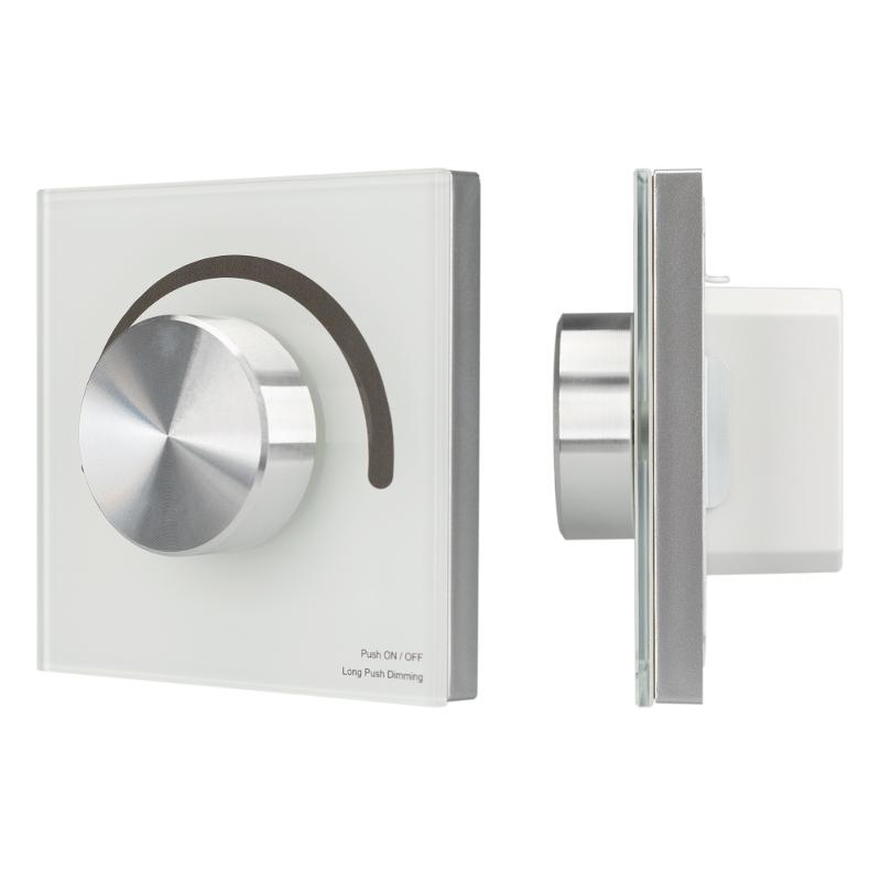 Панель SMART-P98-DIM-G-IN White (230V, 1.5A, 0/1-10V, Rotary, 2.4G) (arlight, Стекло)