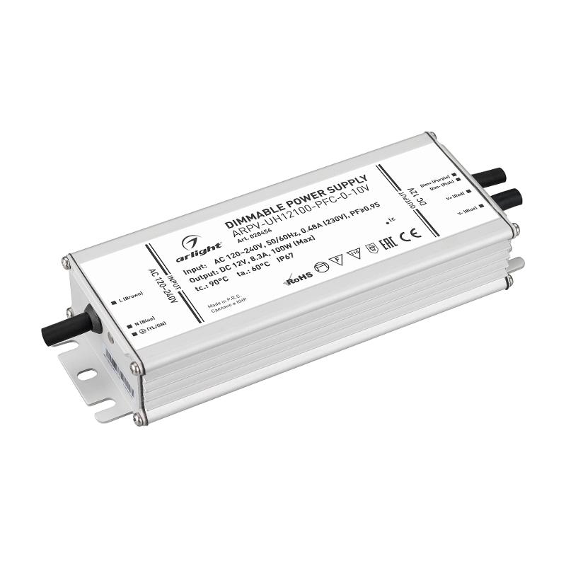 Блок питания ARPV-UH12100-PFC-0-10V (12V, 8.3A, 100W) (IP67 Металл, 7 лет)