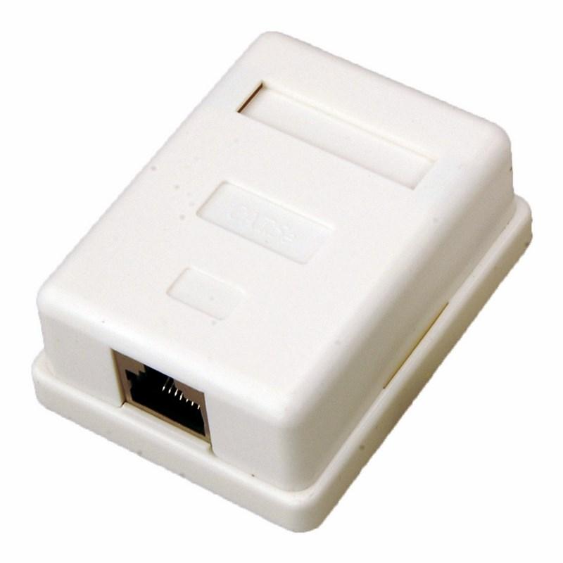 Розетка компьютерная 1-порт RJ-45(8P8C), категория 5е, экранированная, внешняя