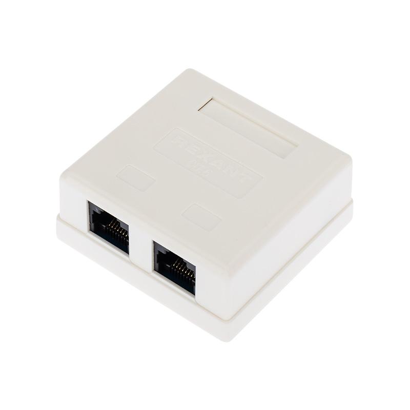 Рoзетка компьютерная внешняя, 2-порта RJ-45 (8P8C), UTP неэкранированная, категория 6,
