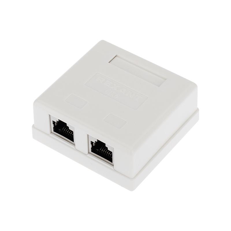 Рoзетка компьютерная внешняя, 2-порта RJ-45 (8P8C), FTP экранированная, категория 6,
